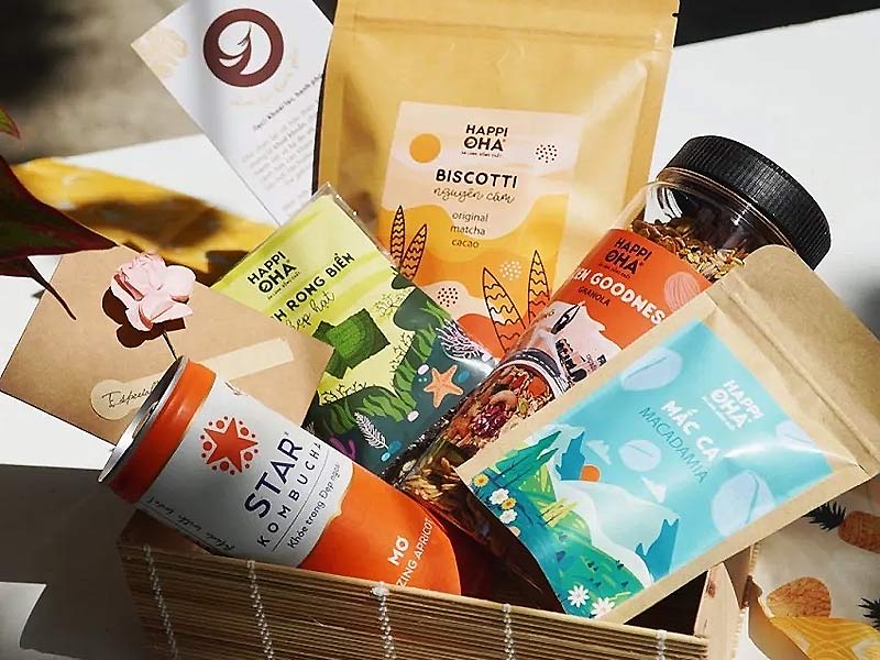 Giỏ quà đồ uống healthy Giỏ quà đồ uống healthy